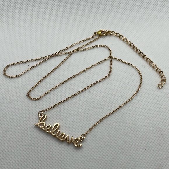 Source Unknown Jewelry - Believe Gold Tone Spell Out Necklace